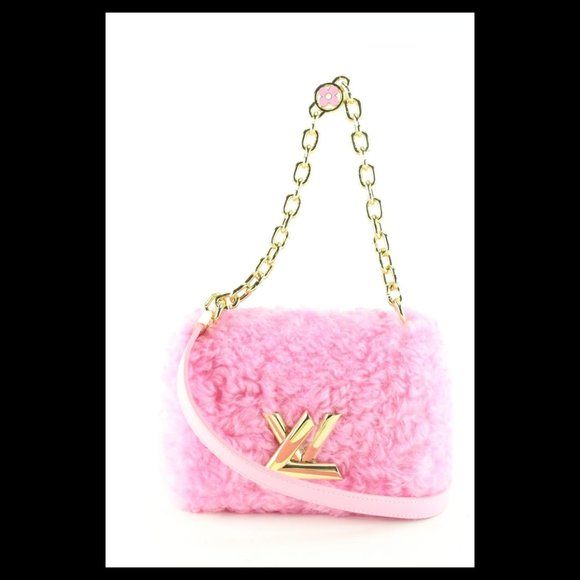 Louis Vuitton Handbags - Louis Vuitton Pink Shearling Twist LV Gold Chain Bag 1LK0412C